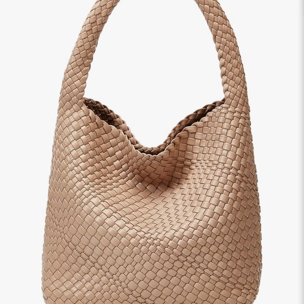 Woven Hobo Shoulder Bag in Tan